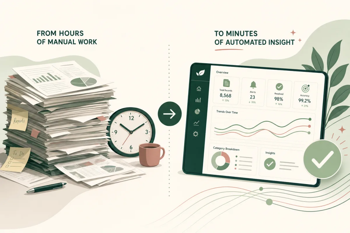 AI vs manual charting in home health — comparing 30 to 45 minute manual documentation to AI-generated clinical notes completed during patient visits.