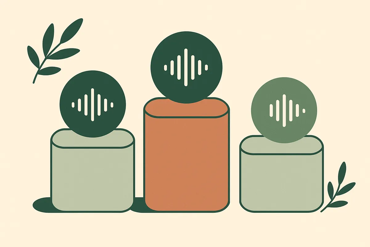 Ambience Healthcare pricing, reviews, and alternatives among ambient AI documentation platforms, illustrated as three comparison podiums with soundwaves.